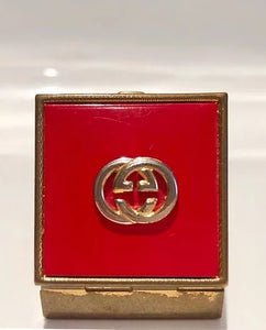 1980s GUCCI RED ENAMELLED GOLD PLATED ASHTRAY PILL BOX - style - CHNGR