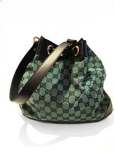 2000s GUCCI GREEN MONOGRAM BUCKET BAG - style - CHNGR