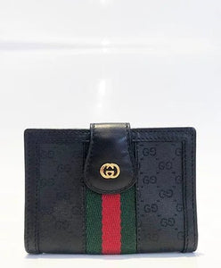 1980s GUCCI BLACK MONOGRAM WEB STRIPE VERTICAL BRIEFCASE WITH MATCHING WALLET - style - CHNGR