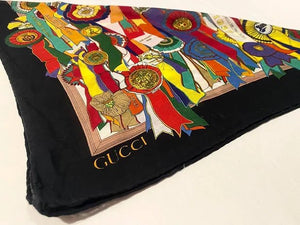 1980s GUCCI HORSERIDING ROSETTES PRINT NECK SCARF - style - CHNGR