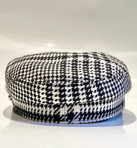 1990s GIANNI VERSACE HOUNDSTOOTH WOOL FLAT CAP - style - CHNGR