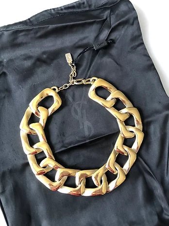 2000s YVES SAINT LAURENT GOLD TONE CHUNK CHAIN NECKLACE - STYLE-CHNGR