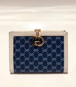 1980s Gucci Navy Blue GG interlocking monogram wallet - style - CHNGR