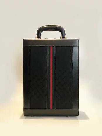 1980s GUCCI COLLECTION WEB MONOGRAM LOGO VERTICAL BRIEFCASE - STYLE - CHNGR