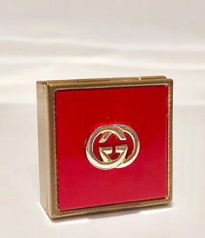 1980s GUCCI RED ENAMELLED GOLD PLATED ASHTRAY PILL BOX - style - CHNGR