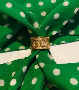 1980s CHRISTIAN DIOR GOLD TONE METAL SCARF RING - style - CHNGR
