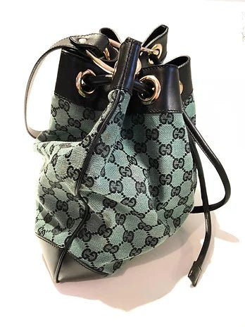 2000s GUCCI GREEN MONOGRAM BUCKET BAG - style - CHNGR