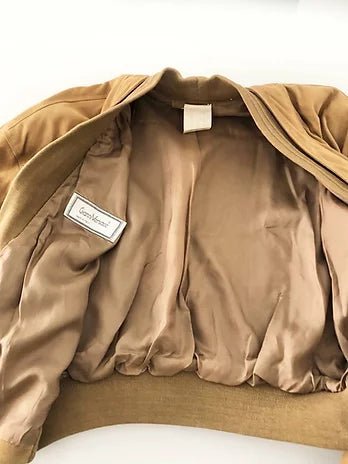 1980s GIANNI VERSACE BROWN SUEDE CROPPED BOMBER JACKET - STYLE-CHNGR