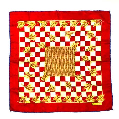 1980s CHRISTIAN DIOR RED CHEQUERED SILK NECKERCHIEF - style - CHNGR