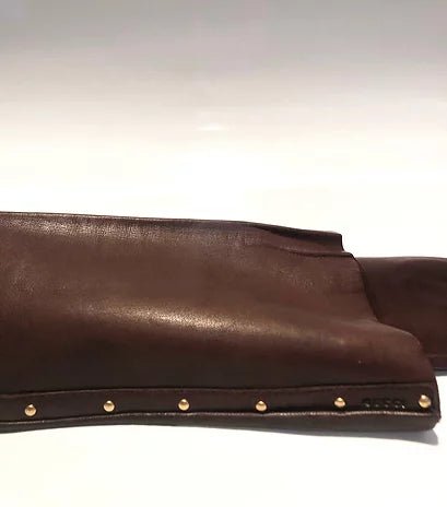2000s TOM FORD for GUCCI RUNWAY BROWN LEATHER STUD ELBOW GLOVES - style - CHNGR