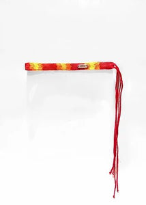 2000s CHRISTIAN DIOR ORANGE RED YELLOW ETHNIC BOOTLACE TIE CLOTH BELT - style - CHNGR