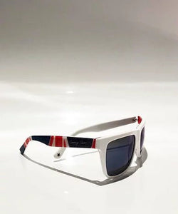 2000s Jimmy Choo Union Jack Wayfarer Plastic Alex sunglasses on white - STYLE - CHNGR