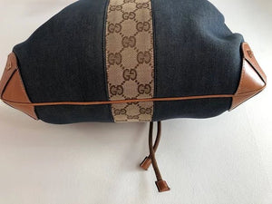 1990s GUCCI DENIM LEATHER BUCKET BAG - STYLE - CHNGR