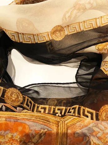 2000s VERSACE MEDUSA PRINT SILK CHIFFON SHAWL SCARF - STYLE - CHNGR