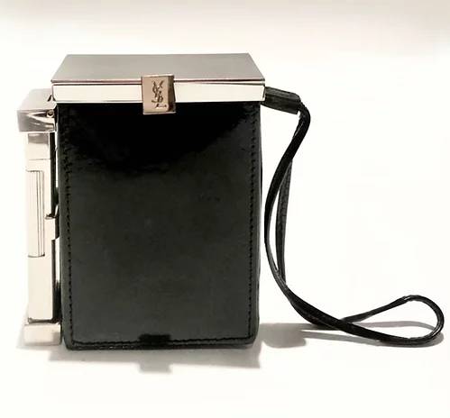 2001 TOM FORD FOR  YVES SAINT LAURENT PATENT LEATHER SMOKING BOX WITH LIGHTER - STYLE-CHNGR