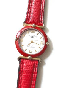 1980s CHRISTIAN DIOR RED QUARTZ WATCH - style - CHNGR