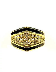 1980s CHRISTIAN DIOR CUSP CRYSTAL GOLD TONE ENAMEL RING - STYLE - CHNGR