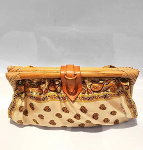 1970s CHRISTIAN DIOR SILK BOHEMIAN PAISLEY BAMBOO CLUTCH BAG - style - CHNGR