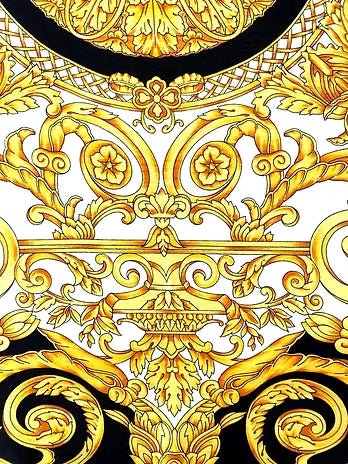 1990s GIANNI VERSACE BAROCCO MEDUSA GOLD BLACK SILK SCARF - style - CHNGR