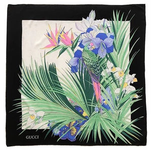 1980s GUCCI PARROT EXOTIC TROPICAL PRINT SILK SCARF - style - CHNGR