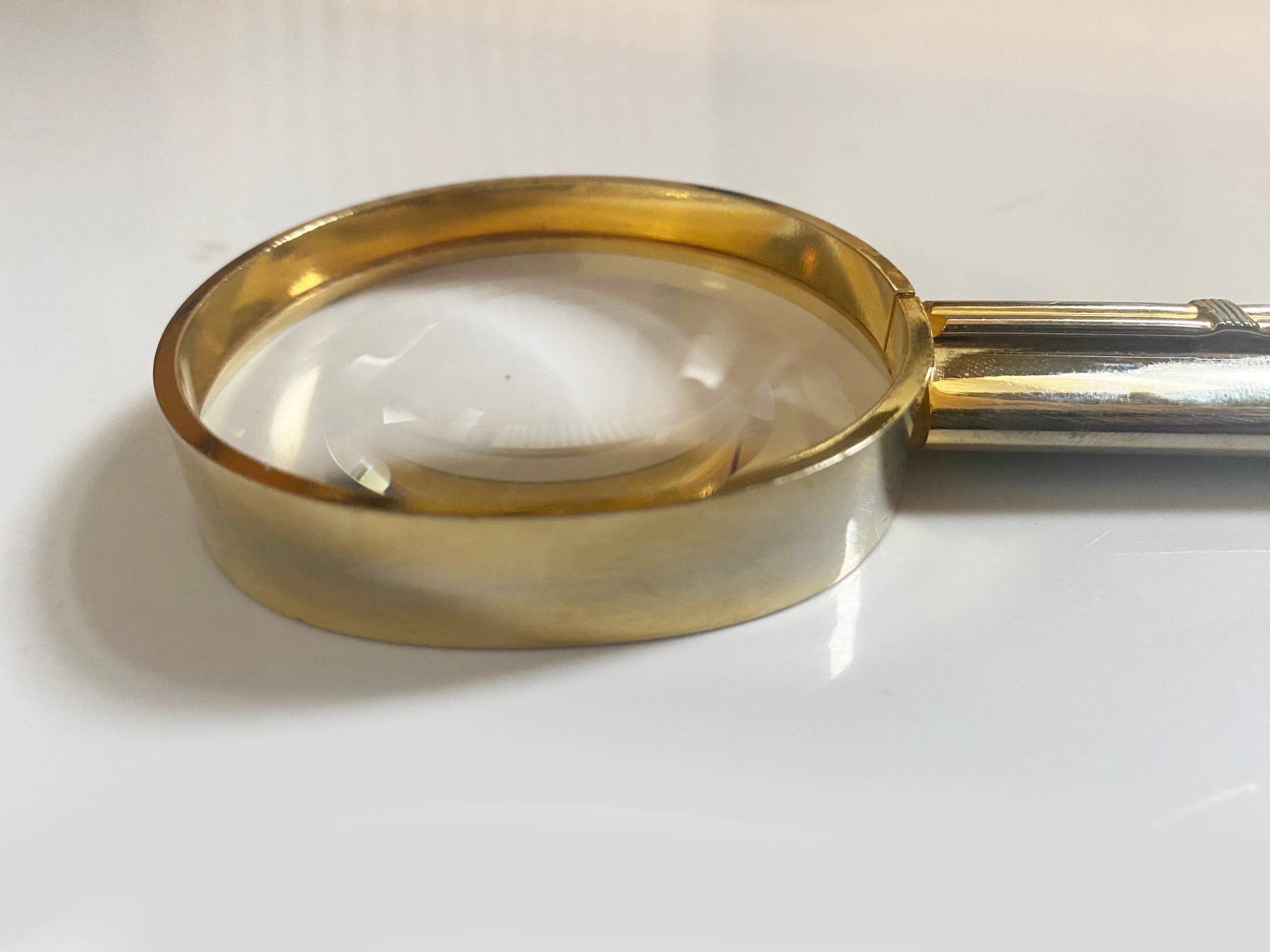 1980s Gucci Silver and Gold Tone Magnifying Glass - style - CHNGR