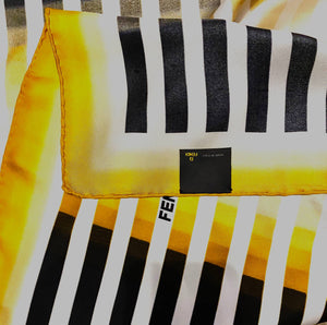 2000s Fendi Yellow Black and White Stripe Silk Scarf - style - CHNGR