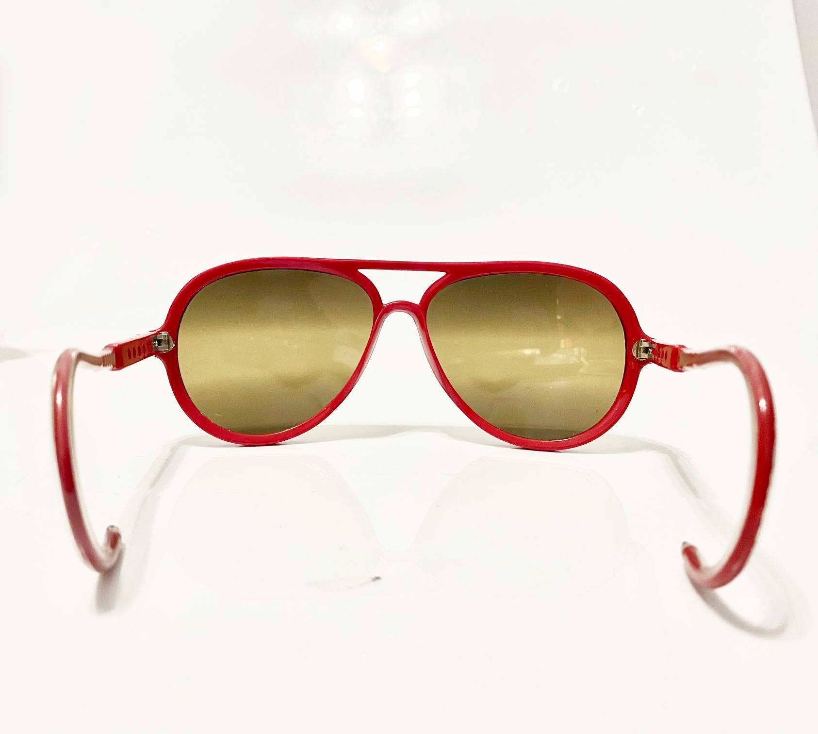 1980s Rossignol Red Aviator Mirrioed Ski Sunglasses - style - CHNGR