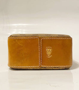1980s Gucci Brown GG Monogram Leather Flask - style - CHNGR