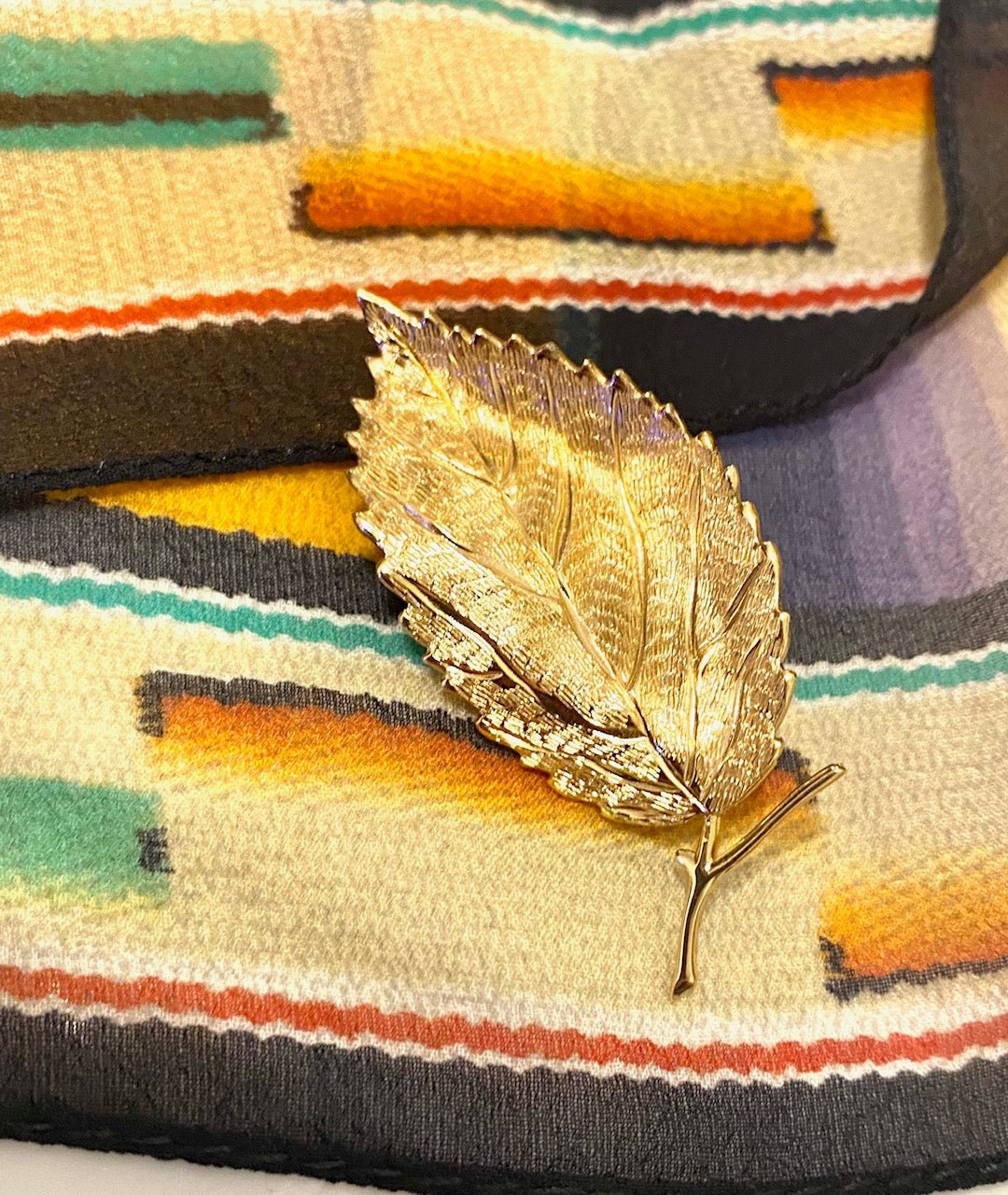 1980s Christian Dior Gold Plated Leaf Brooch - STYLE-CHNGR