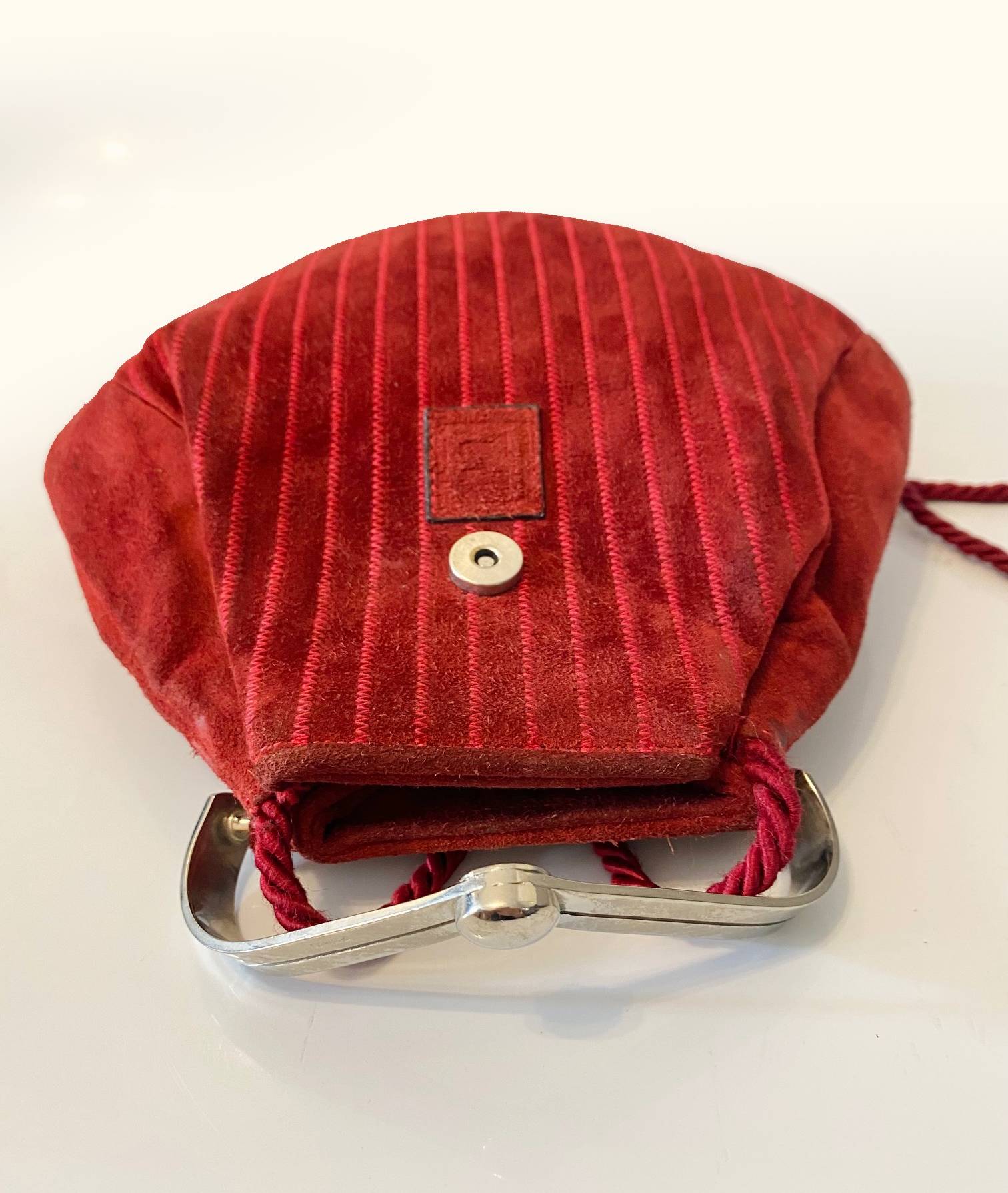 1980s Fendi Red Suede Metal Closure Pouch Crossbody Bag - STYLE - CHNGR