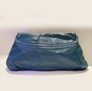 2000s EMILIO PUCCI EMERALD BLUE LARGE LEATHER CLUTCH BAG - style - CHNGR