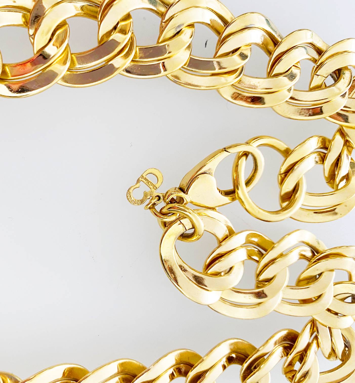 1980s CHRISTIAN DIOR YELLOW GOLD TONE CHUNKY NECKLACE - STYLE - CHNGR