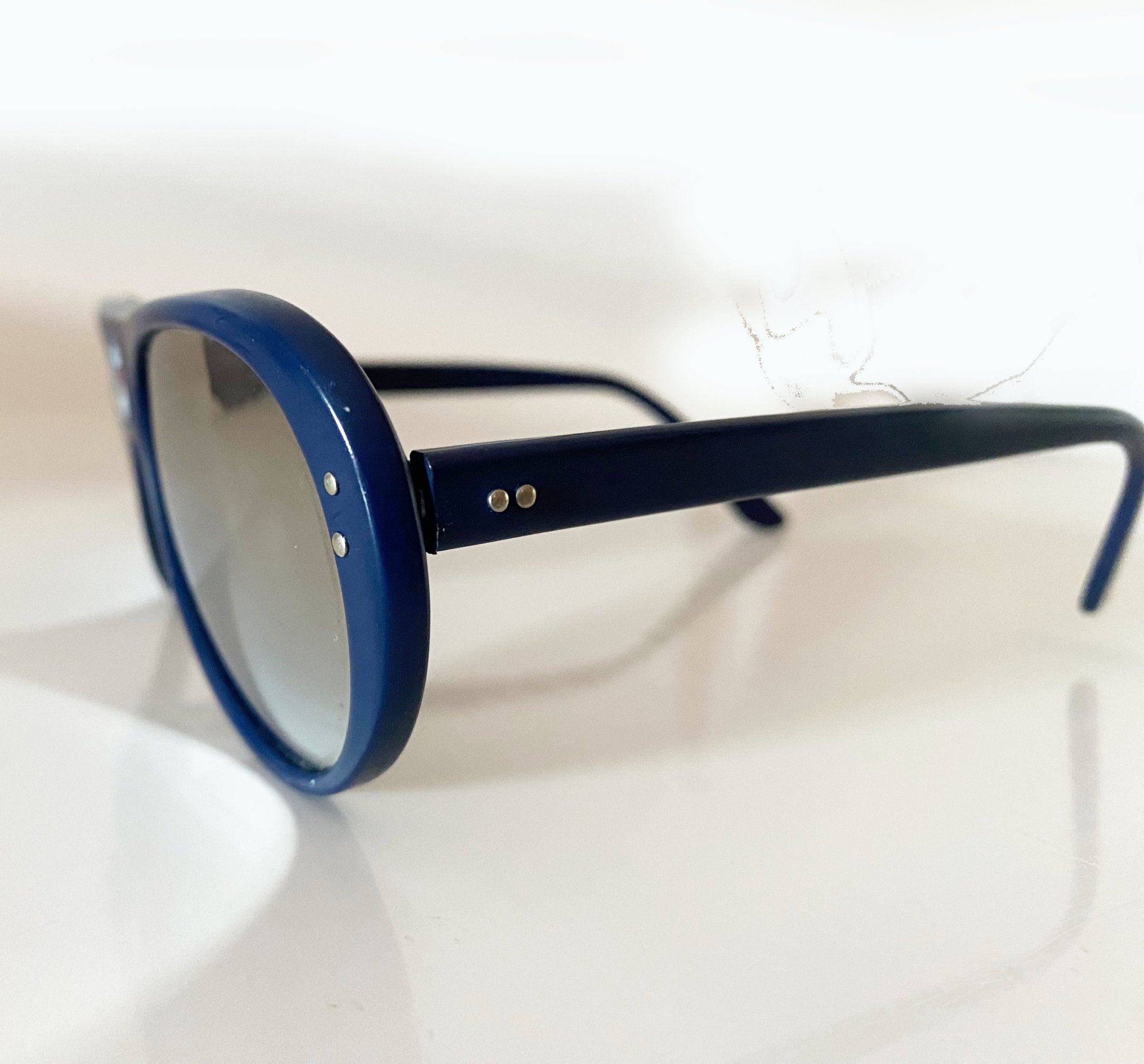 Late 1970S ROSSIGNOL MIRRORED NAVY BLUE SUNGLASSES - style - CHNGR