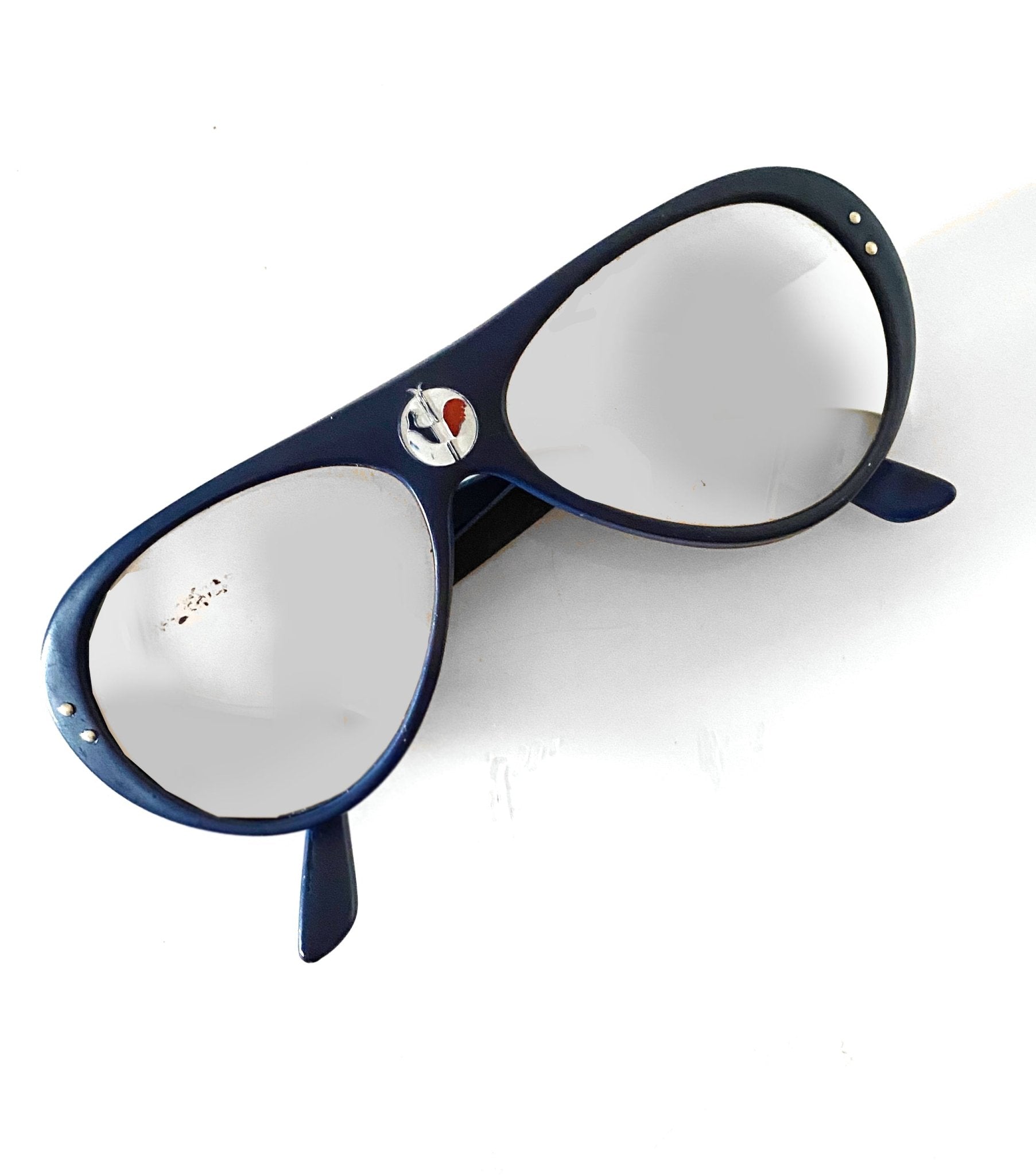 Late 1970S ROSSIGNOL MIRRORED NAVY BLUE SUNGLASSES - style - CHNGR