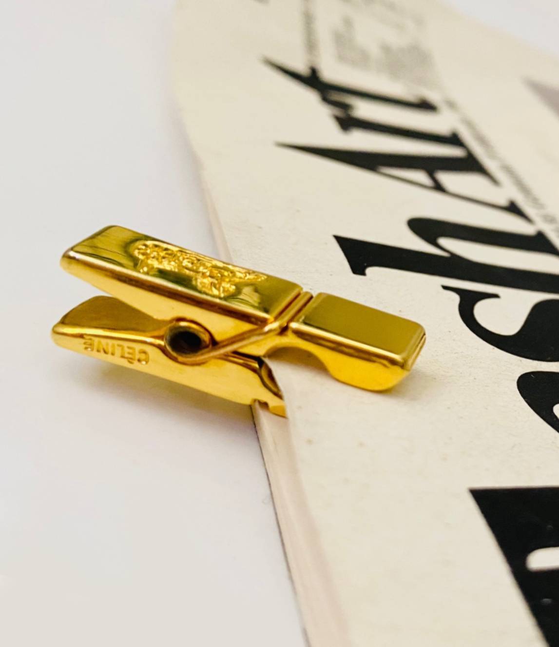 1990s CELINE GOLD TONE METAL TIE / PAPER CLIP - style - CHNGR