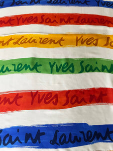 1980s Yves Saint Laurent Multicolor Stripe Silk Chiffon Square Scarf - style - CHNGR