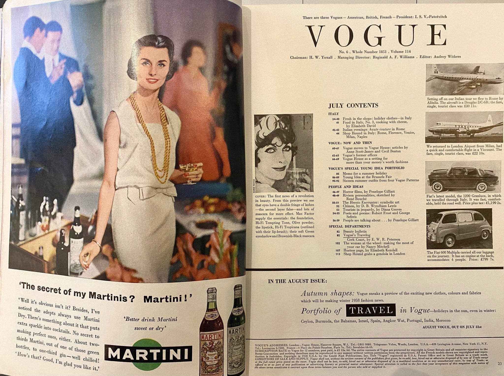 1958 Vogue Magazine - "Fresh In the Shops, Italy " - style - CHNGR