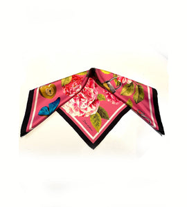 Dolce & Gabbana Floral Pink Silk Square Scarf - STYLE-CHNGR