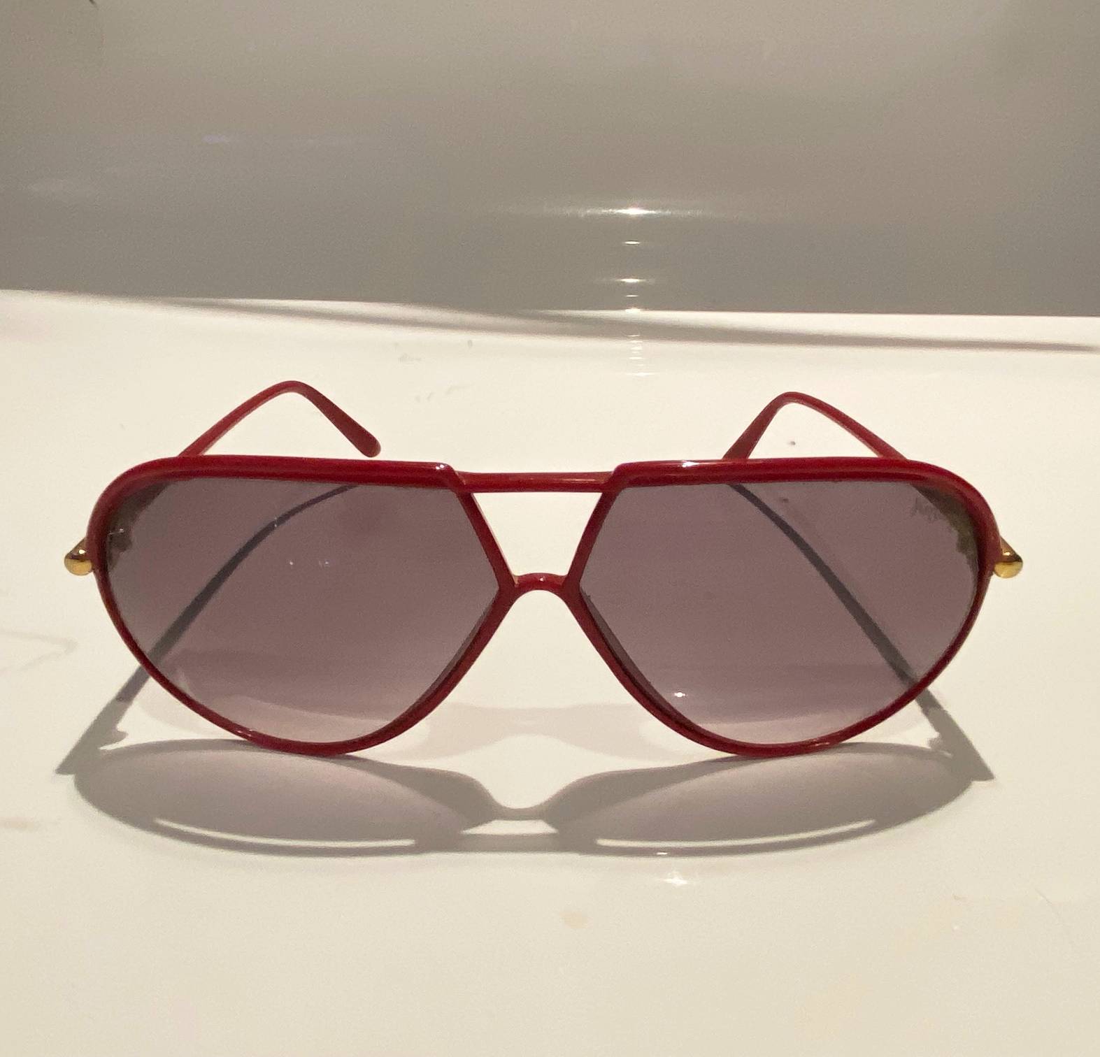 1980s Yves Saint Laurent Red Teardrop Sunglasses - style - CHNGR