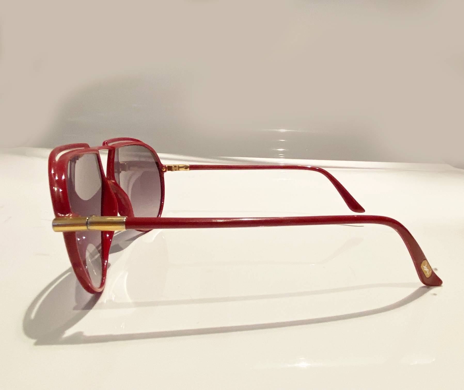 1980s Yves Saint Laurent Red Teardrop Sunglasses - style - CHNGR