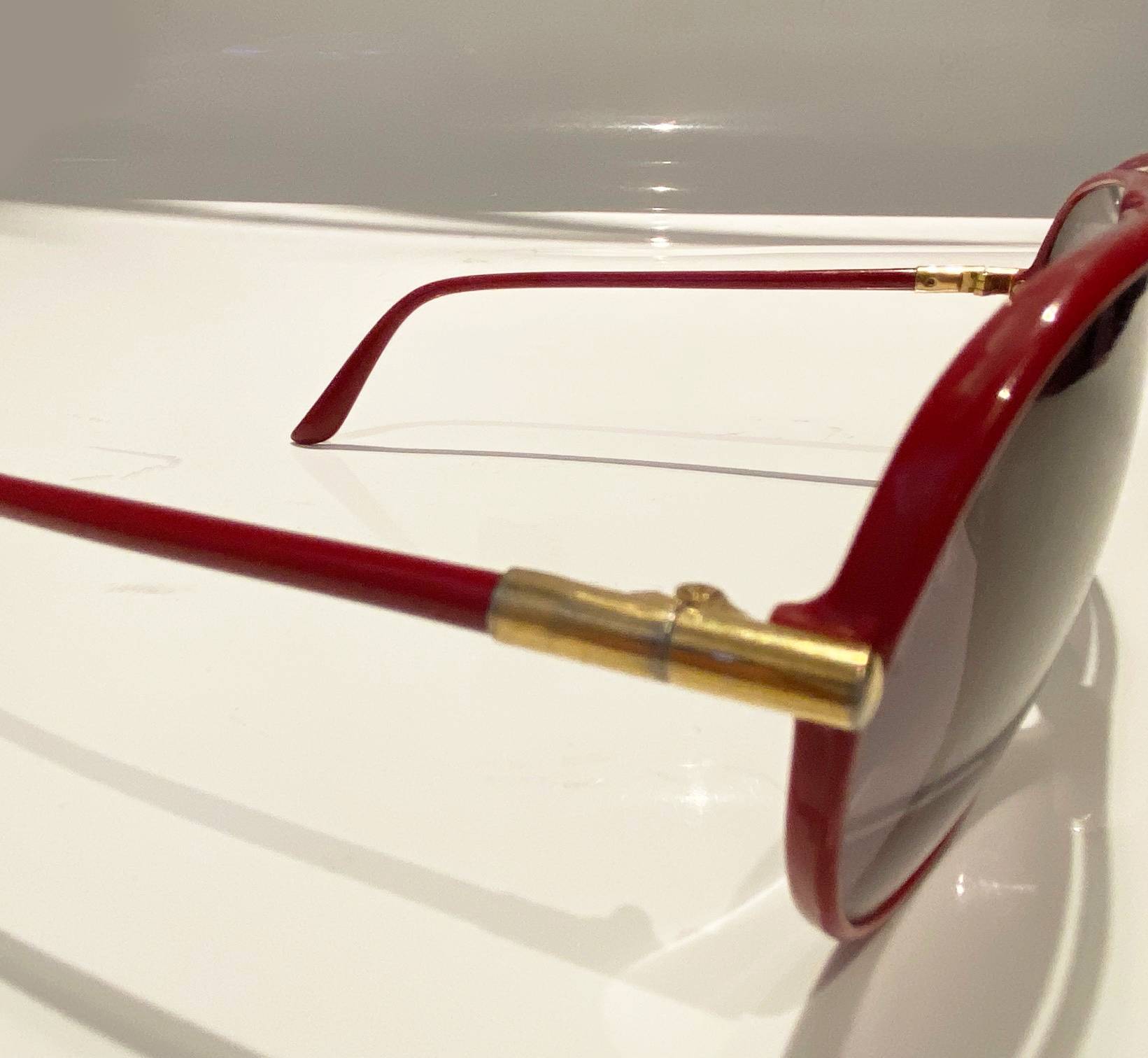 1980s Yves Saint Laurent Red Teardrop Sunglasses - style - CHNGR