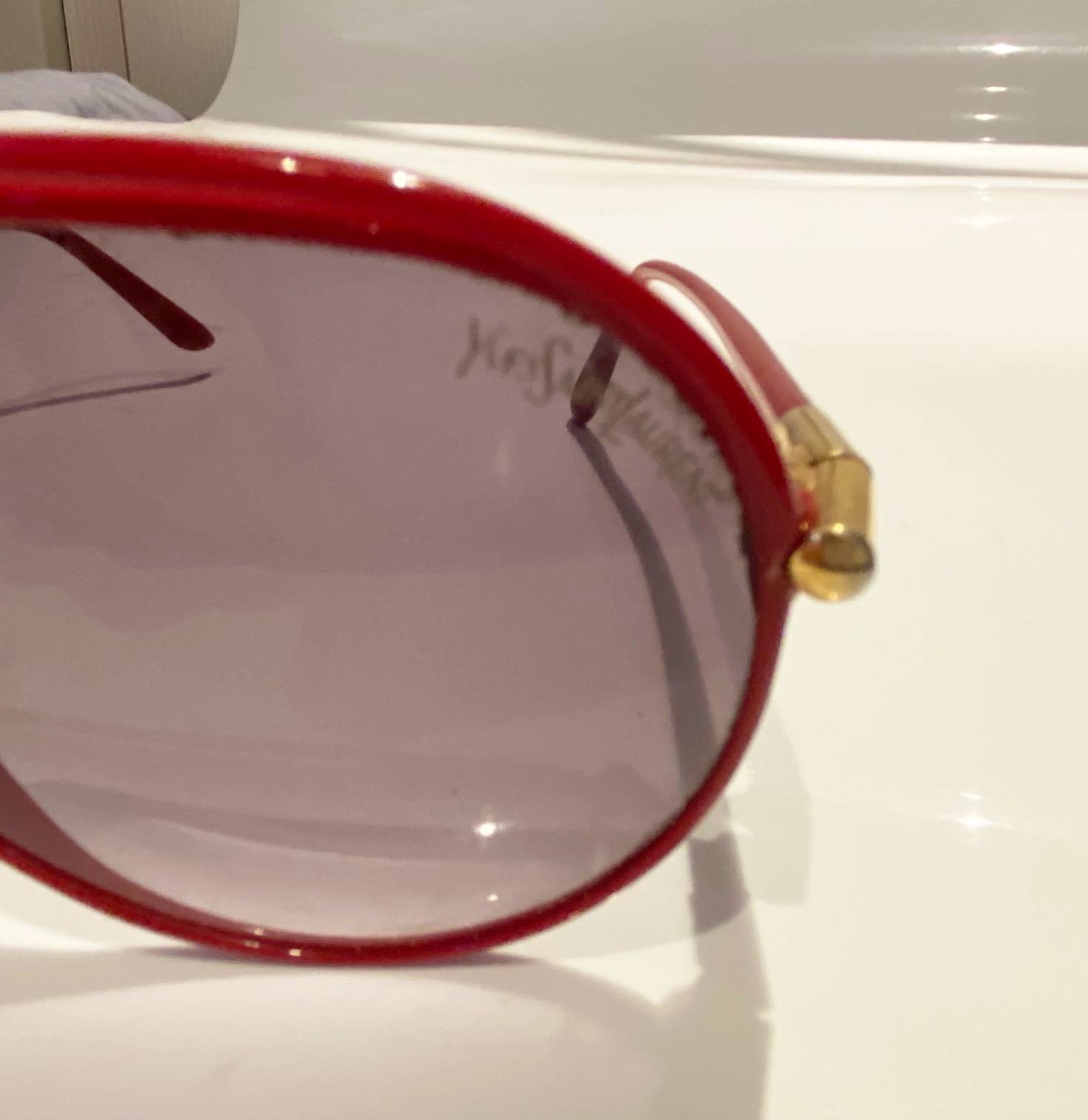 1980s Yves Saint Laurent Red Teardrop Sunglasses - style - CHNGR