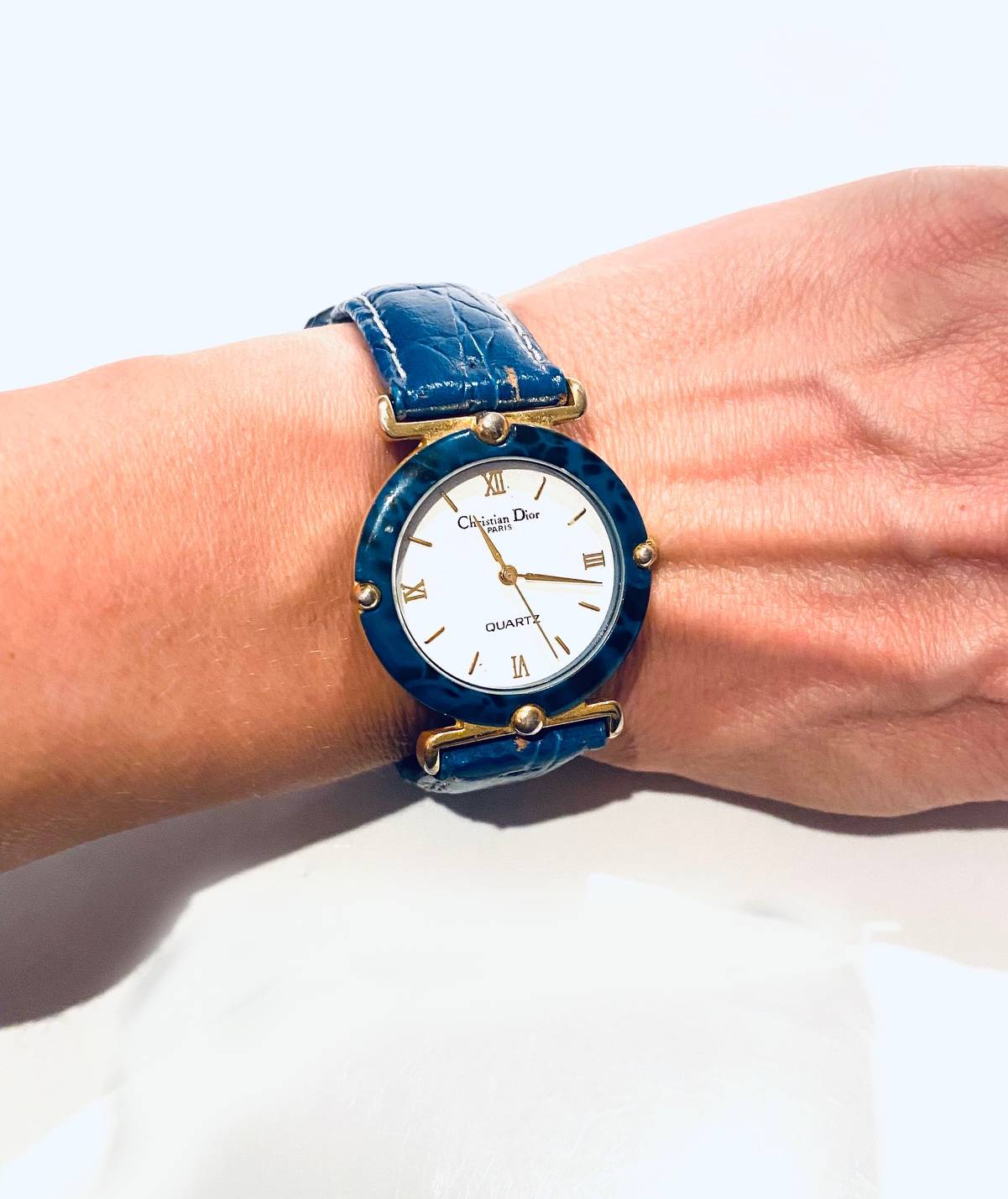 1980s Christian Dior Blue Stone Dial Quartz Watch - style - CHNGR