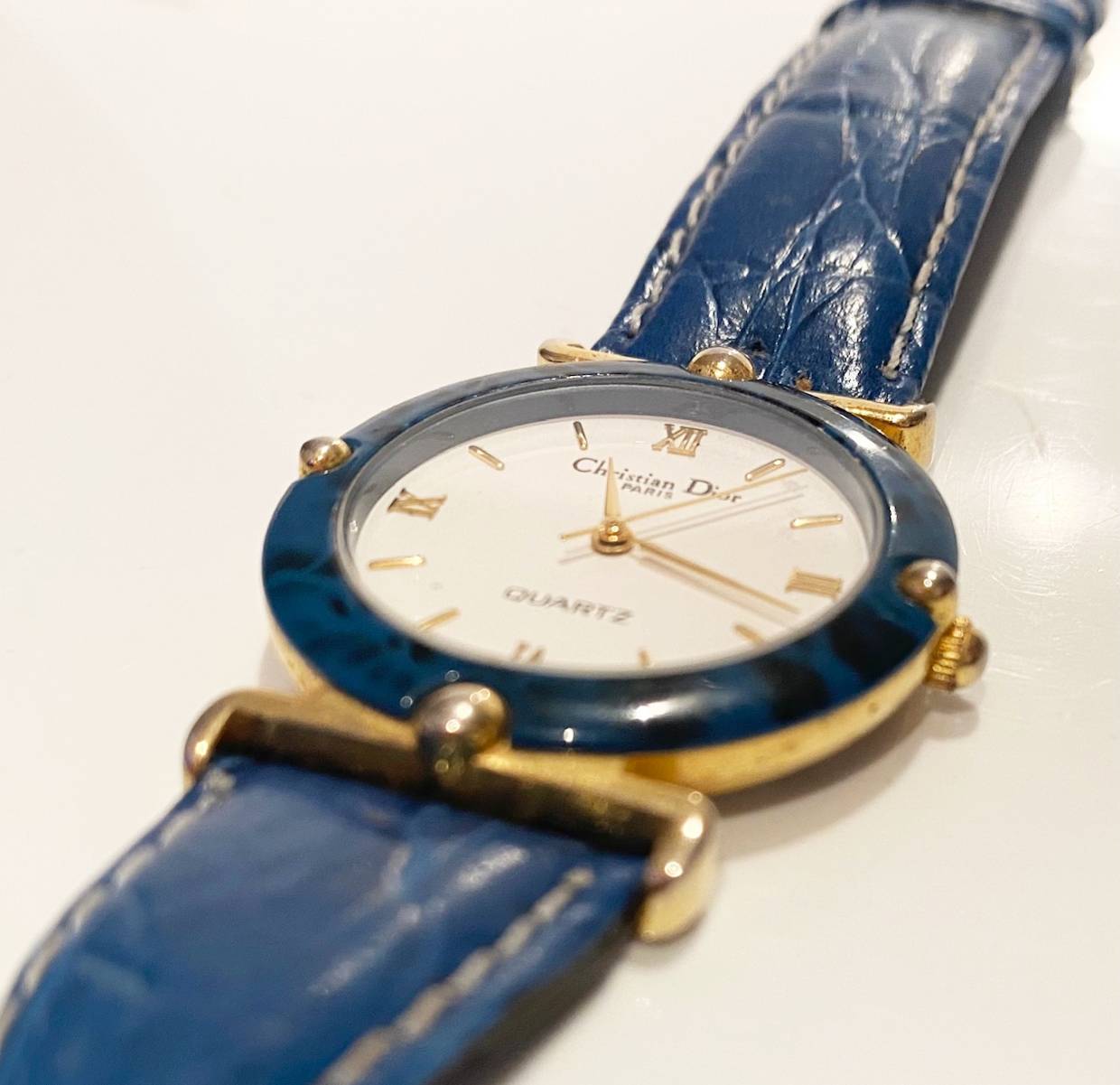 1980s Christian Dior Blue Stone Dial Quartz Watch - style - CHNGR