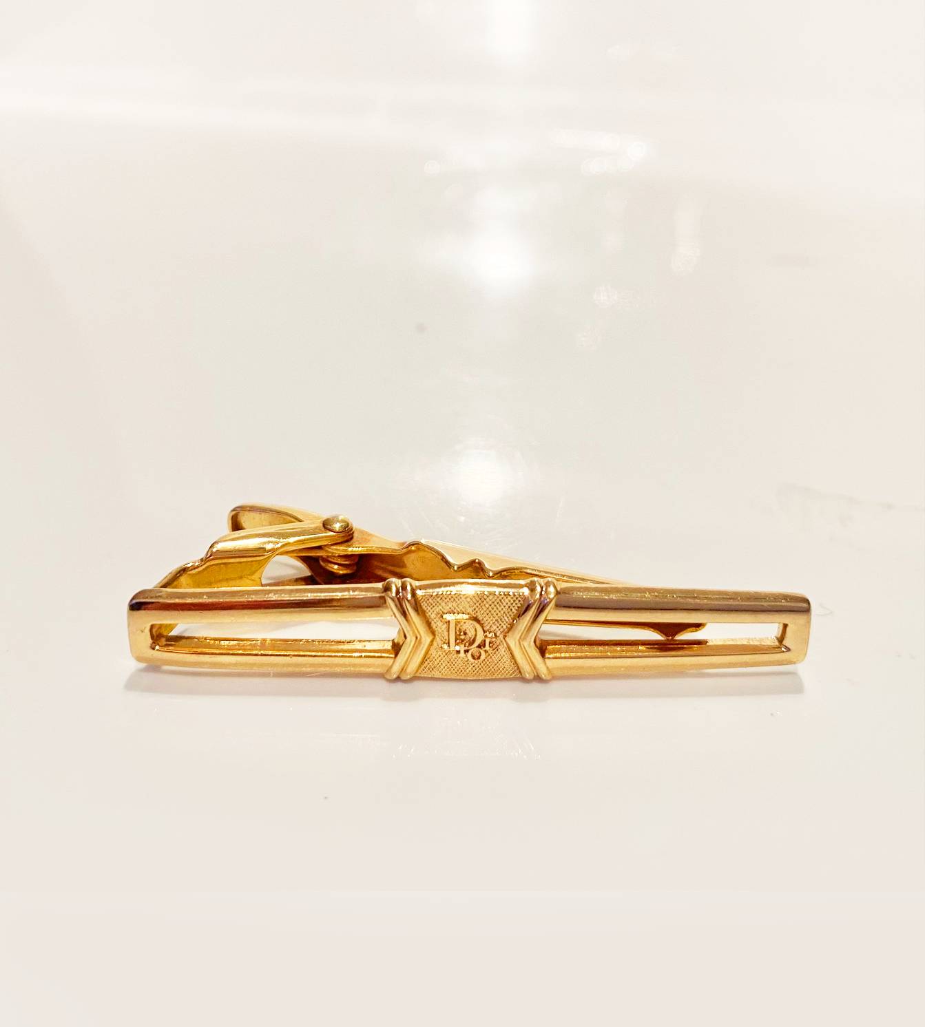 1980s Christian Dior Gold Plated Tie Paper Clip - style - CHNGR