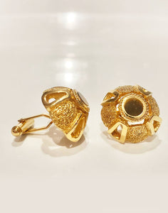 1980s Christian Dior Gold Plated Tiger's Eye Cufflinks - style - CHNGR