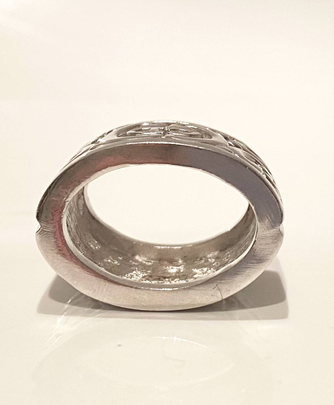 1980s Christian Dior Scarf Rhodium Plated Art Nouveau Design Ring - style - CHNGR