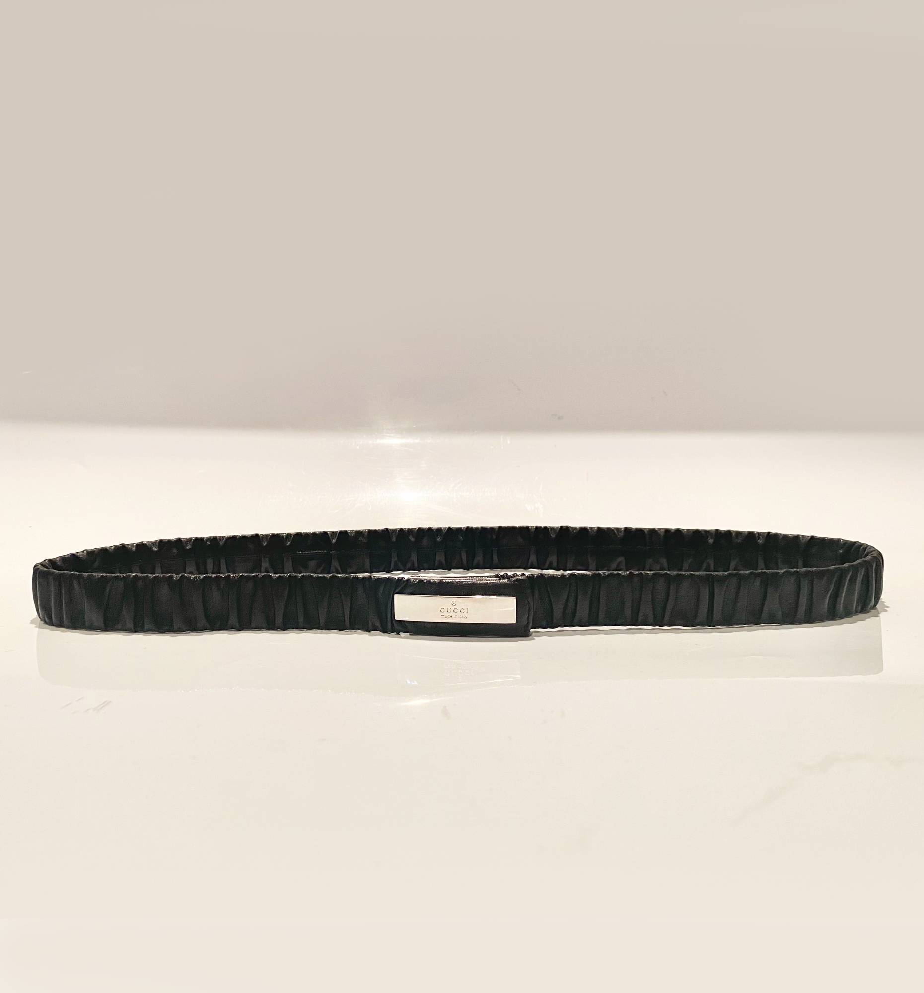 2000s Tom Ford for Gucci Elasticated Black Leather Belt - style - CHNGR