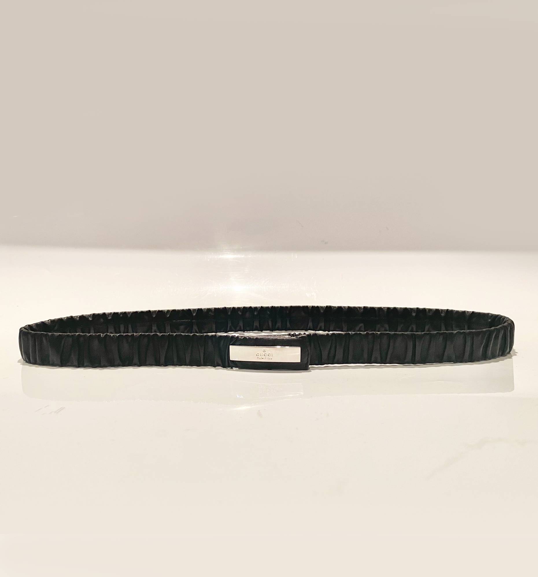 2000s Tom Ford for Gucci Elasticated Black Leather Belt - STYLE - CHNGR