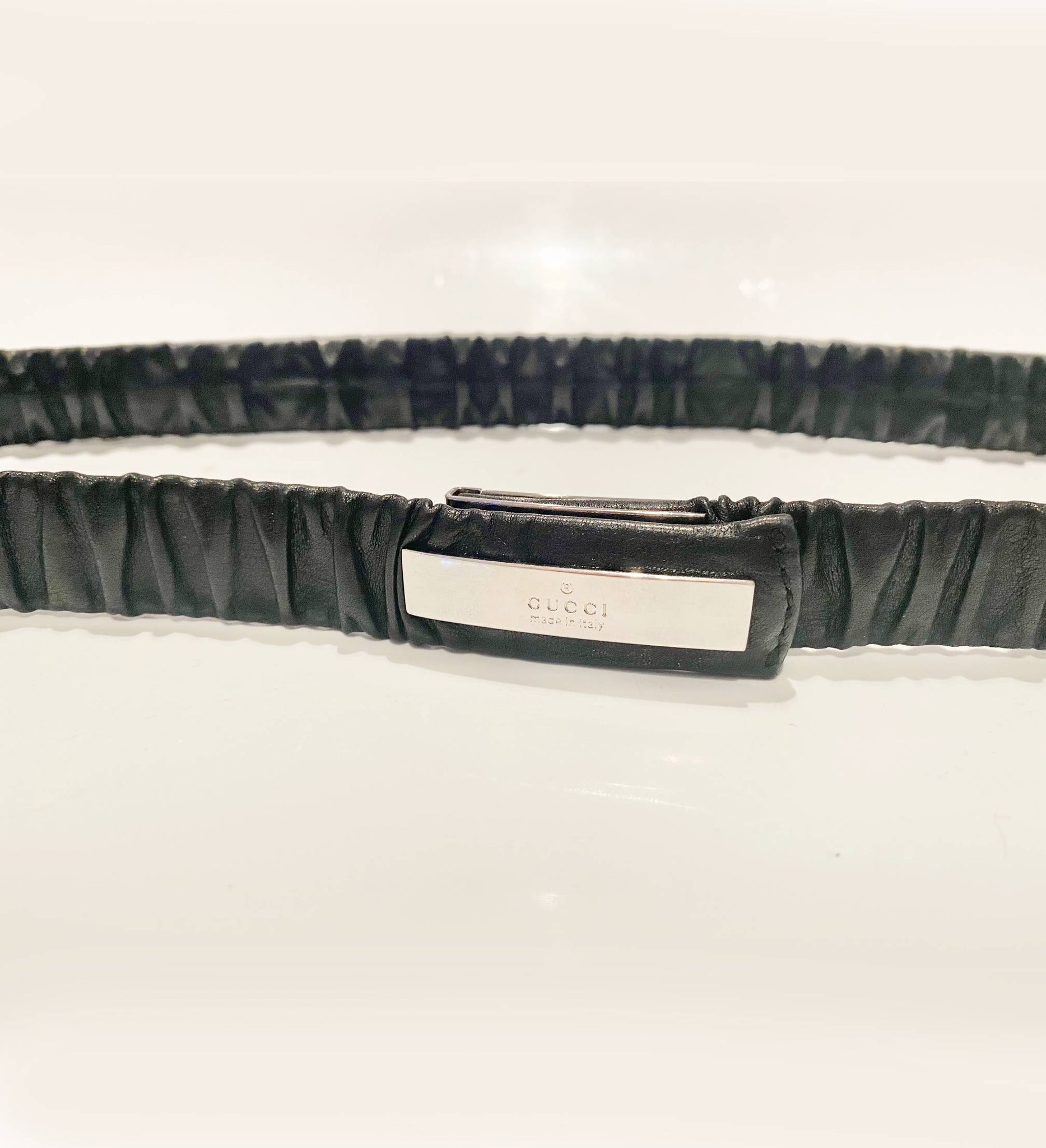 2000s Tom Ford for Gucci Elasticated Black Leather Belt - STYLE-CHNGR